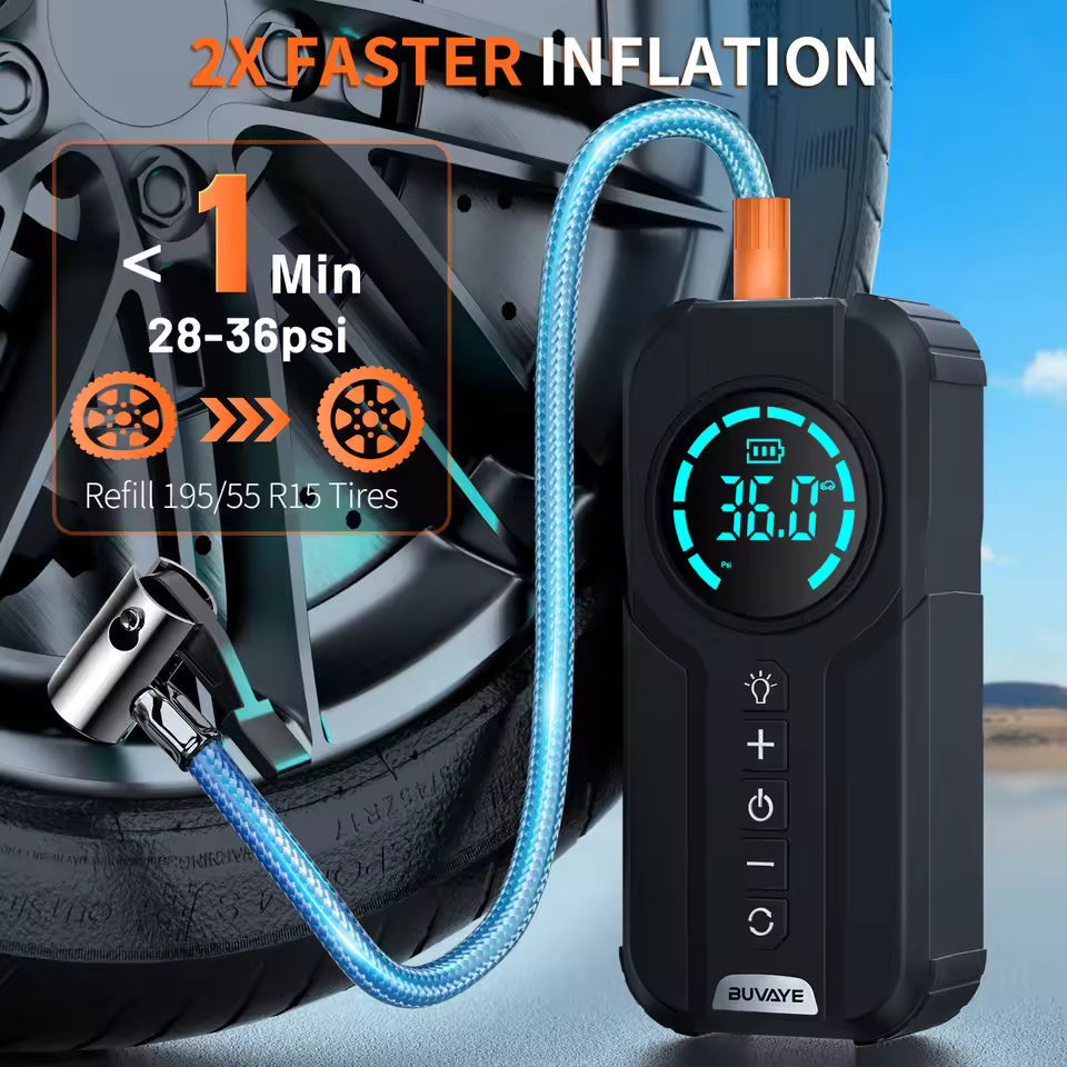 4 in 1 Portable High-Power Car Jump Starter & Air Pump